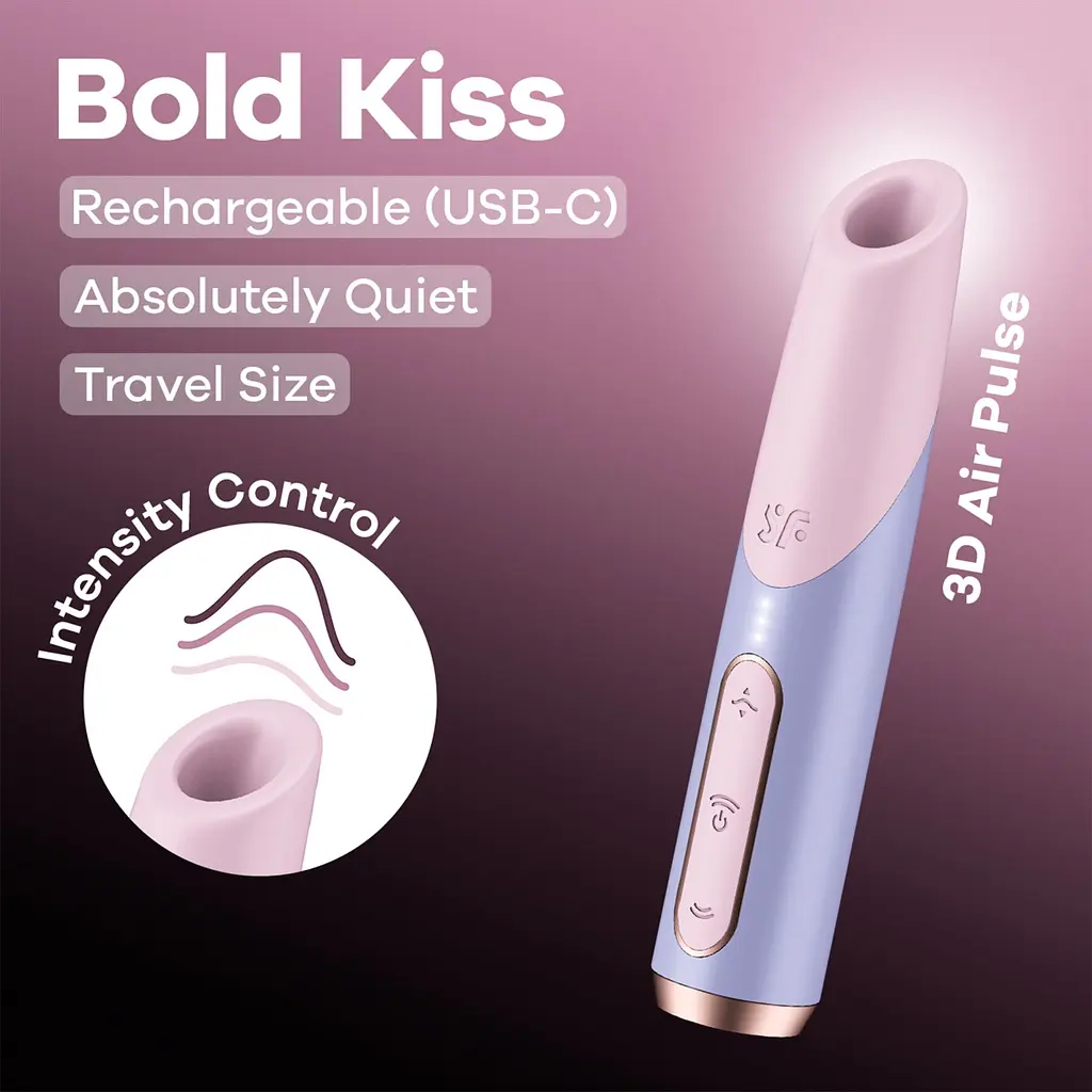 Вакуумний стимулятор клітора Satisfyer Bold Kiss рожевий-блакитний - фото 6
