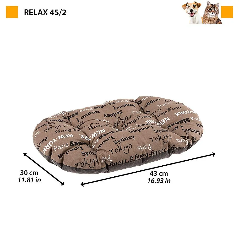 Подушка для собак та котів Ferplast Relax Cities 45/2 коричнева 43x30 см 82045076 - фото 3