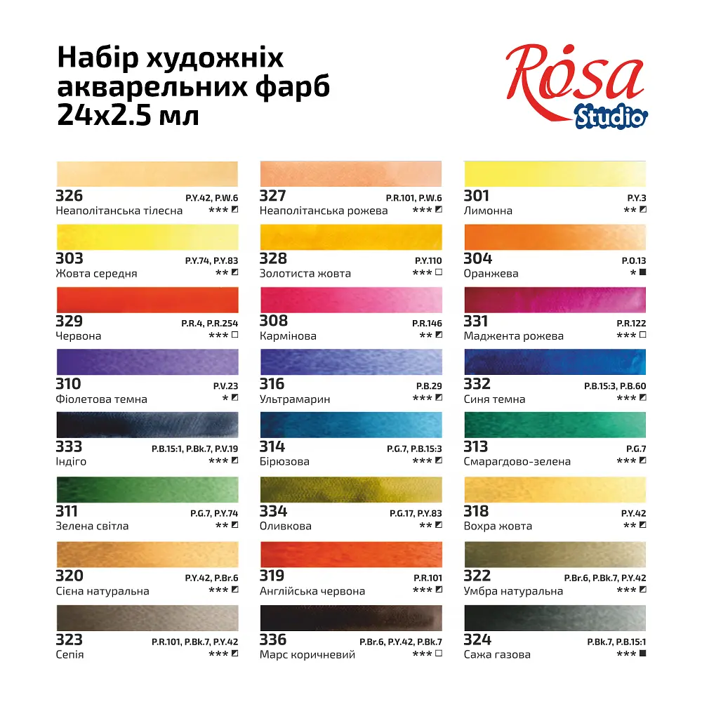 Набір акварельних фарб ROSA Studio PORTRAIT, 24x2,5 мл, кювети, картонна упаковка (4823098547556) - фото 6