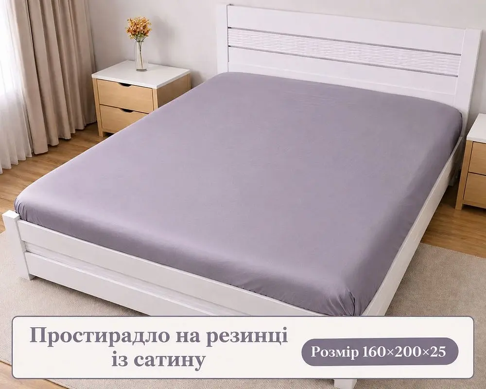 Простирадло на резинці LARA сатин LUX dp13257 VIOLET 160х200+25 см - фото 5