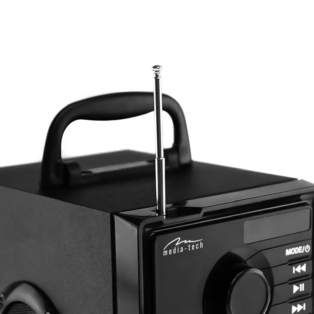 Акустична система 1.0 Media-Tech 15W, Bluetooth/FM/AUX/SD/USB/пульт/BOOMBOX, срібна мембрана, чорна - фото 7