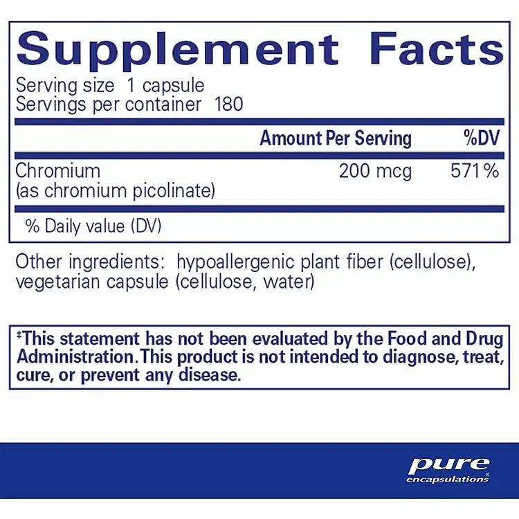Хром піколінат Pure Encapsulations 200 мкг 180 капсул - фото 2