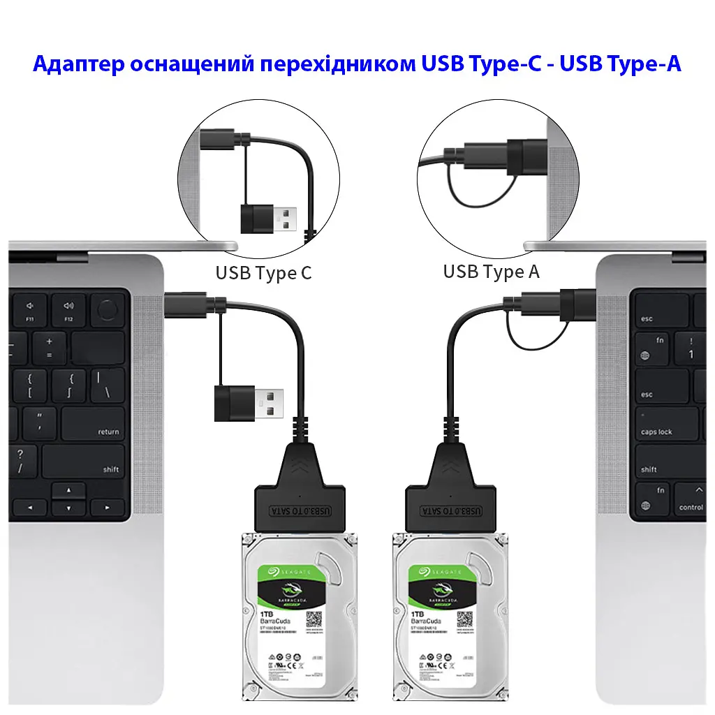 Адаптер USB3.0 Type-A/C HDD 2,5" SATA II/III / SSD Dynamode (DM-AD-SATA-U3) - фото 4