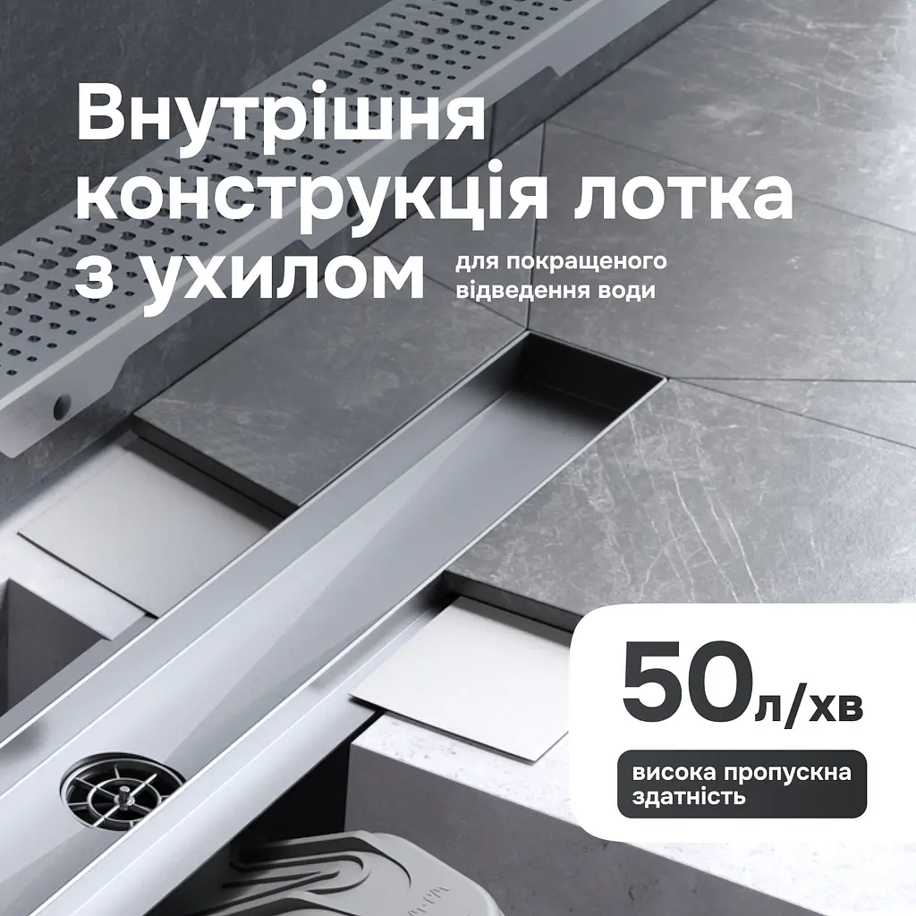 Трап для душу лінійний AM.PM Masterflow Cut Gradient 700 мм, універсальний затвор, хром (W01SC-P11-070-01SB) - фото 6