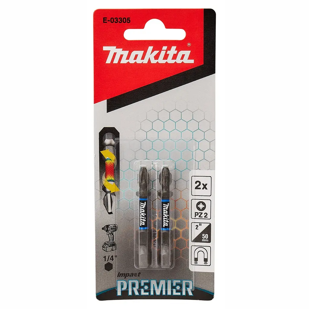 Біти торсіонні PZ2 50 мм Makita Impact Premier E-03305 (2 шт) - фото 2