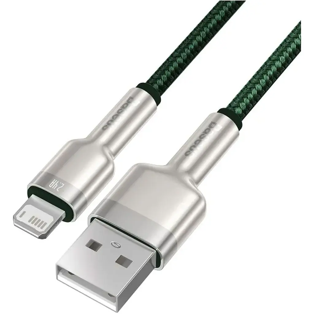 Кабель Baseus Cafule Metal USB-A to Lightning 2m Green (CALJK-B06) [169643] - фото 2