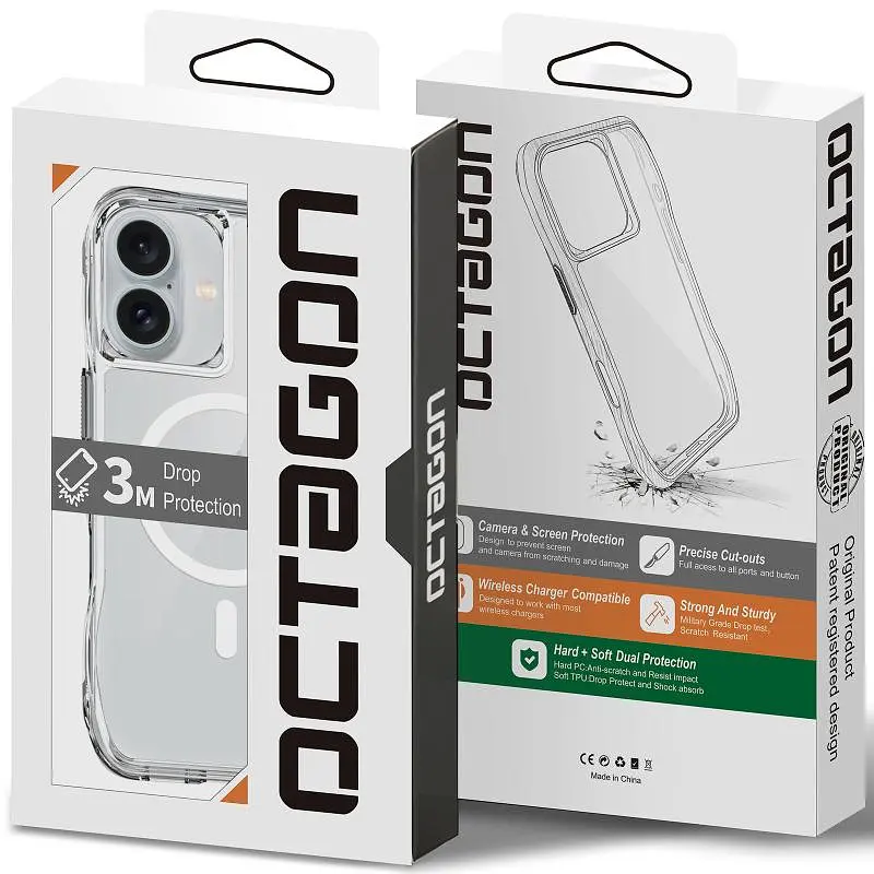 Чохол TPU Space Octagon with MagSafe для Apple iPhone 16 (6.1) Clear - фото 5