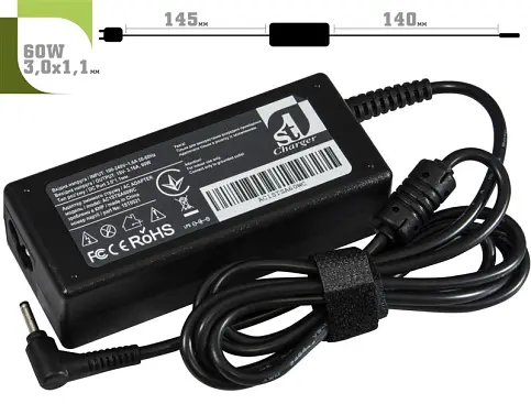 Блок живлення 1StCharger для ноутбука Samsung 60W(19V/3.16A) 3.0x1.0 + кабель живлення - фото 3