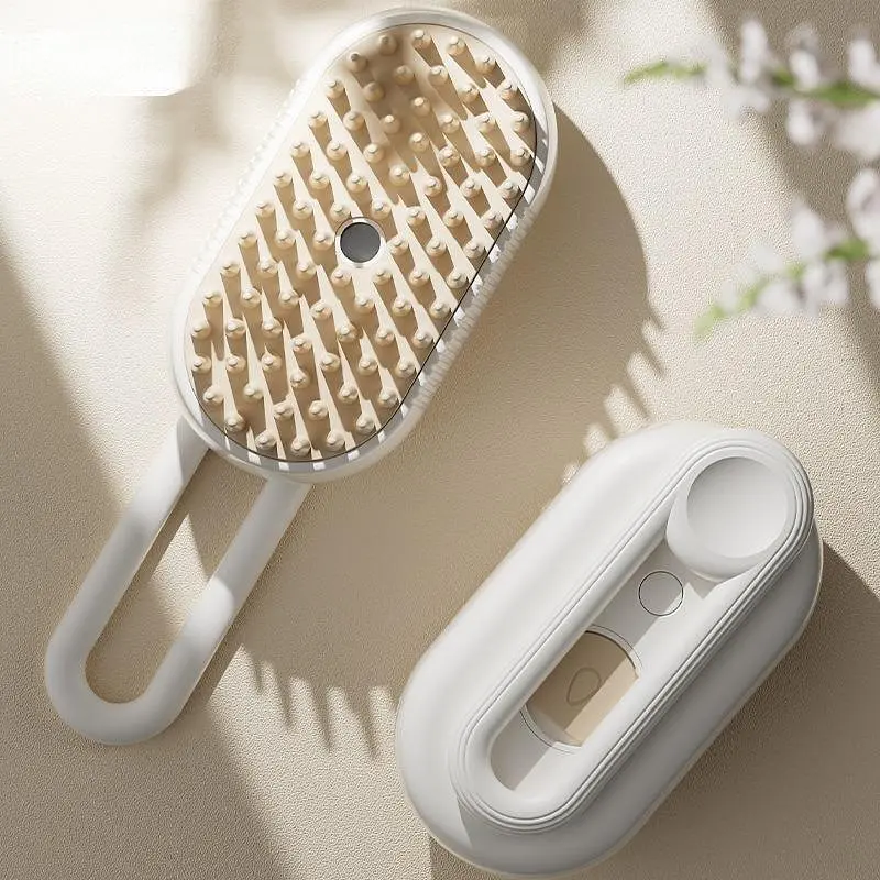 Парова щітка масажер з ручкою Steamy Brush, для сухого та вологого вичісування Білий - фото 2