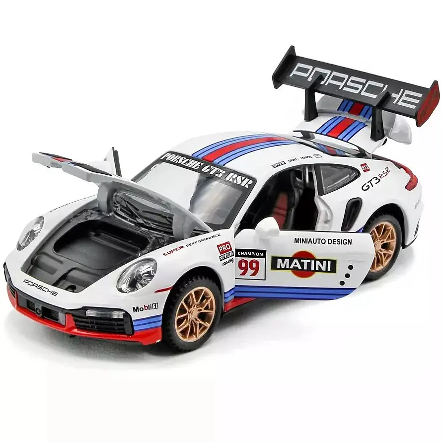Колекційна металева модель автомобіля АвтоЕксперт Porsche 911 GT3 RSR з інерцією, світлом та звуком 1:32 - фото 3