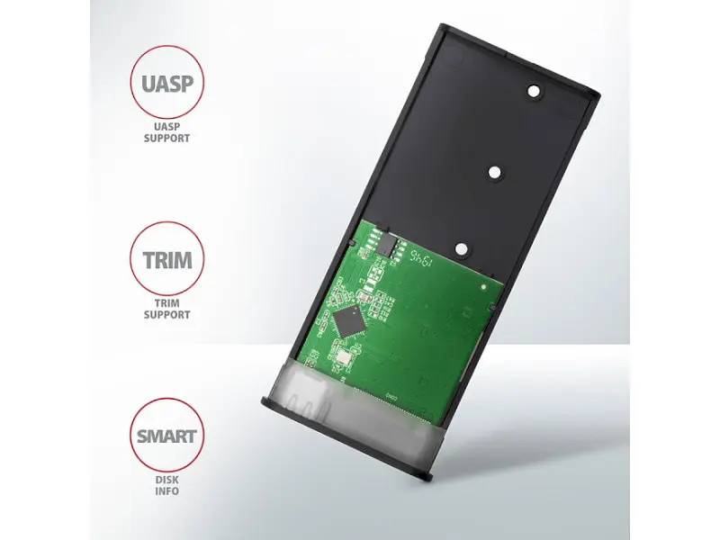 Кишеня для накопичувача AXAGON SuperSpeed+ Raw Box Black (EEM2-SBC) - фото 5