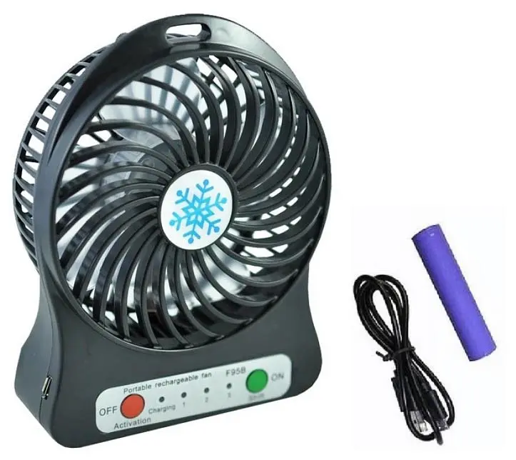 Портативный вентилятор на аккумуляторе Portable Mini Fan аккумуляторный мини вентилятор 18650 USB - фото 2