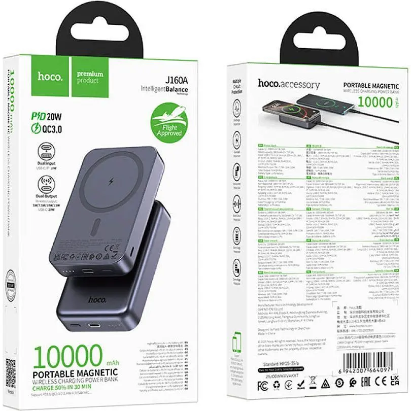 Зовнішній акумулятор Hoco J160A 10000mAh 20W Black [155885] - фото 9