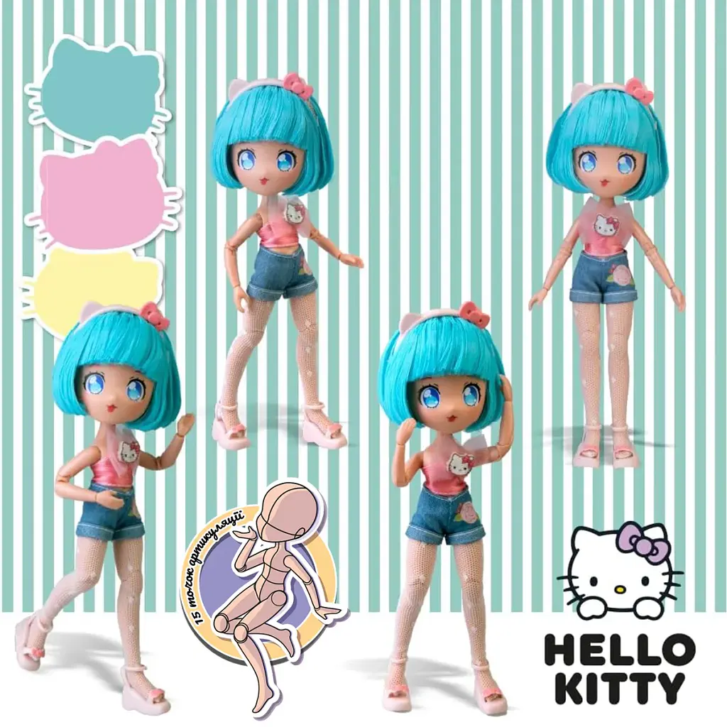 Ігровий набір 4SF MANGA DOLLS серії "Hello Kitty" – КРАСУНЯ ПІНК НА СКУТЕРІ (з аксес.) - фото 6