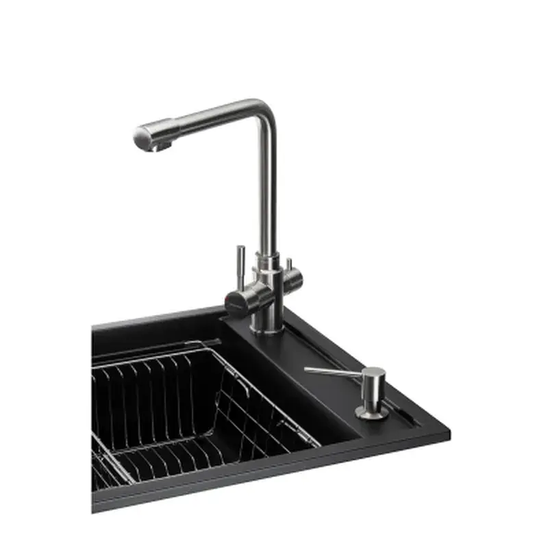 Мийка кухонна GRANADO Optimal Artes black shine (+ змішувач Badalona LUX inox + дозатор Redondo inox + ко (ksg1201) - фото 3