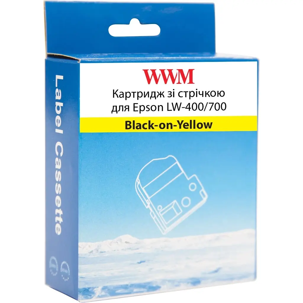 Стрічка для принтера етикеток WWM для Epson LW-400/700 9mm х 8m Black-on-Yellow (WWM-SC9Y) - фото 2