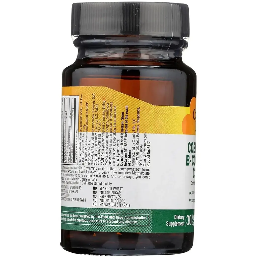 Коензим В-комплексу Country Life Coenzyme B-Complex 30 вегетаріанських капсул - фото 3
