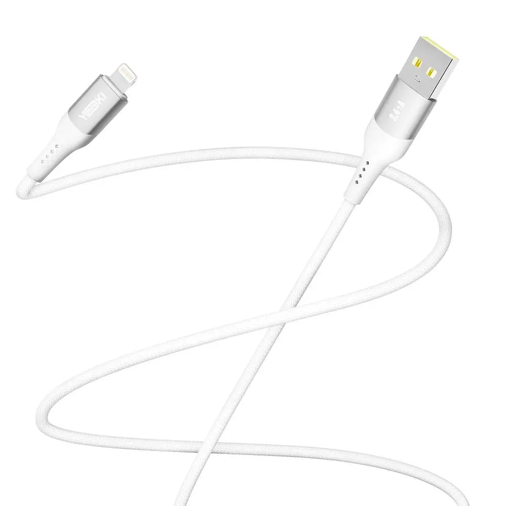 Кабель для заряджання та обміну даними Yoki YK-SO15 SOLID Series USB/Lightning 12W 2.4A/5V 1.2 м Білий - фото 3