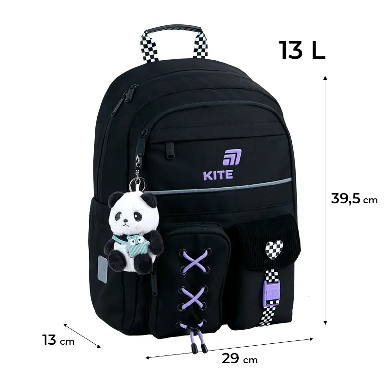 Рюкзак для початкової школи Kite Education 584 Panda Love Чорний (K26-584M-2) - фото 3