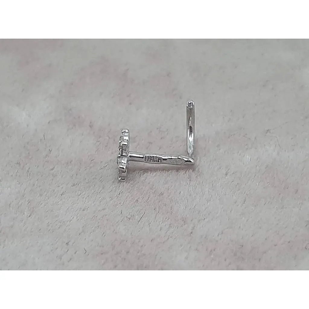 Золотая серьга-пирсинг Астор в нос Цветок с бриллиантами. 1122434Р_Б - фото 4