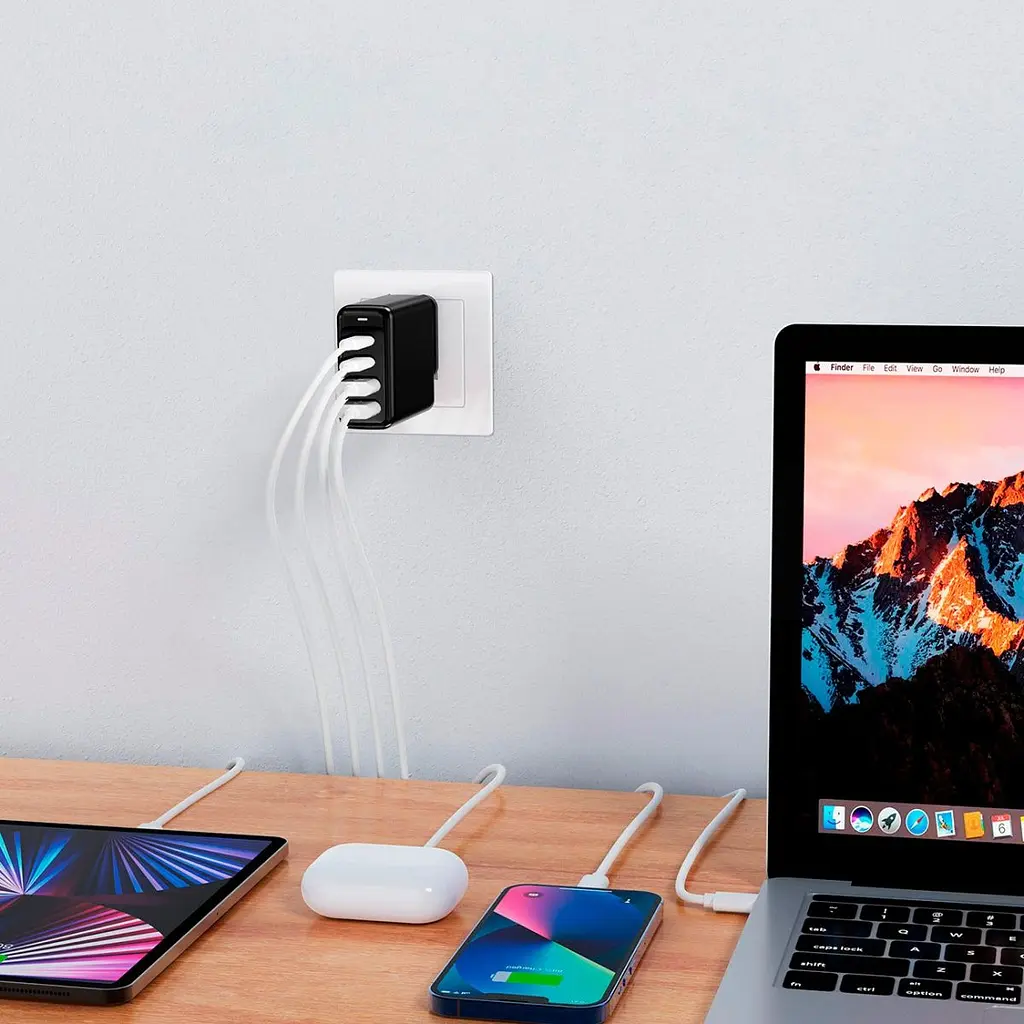 Мережевий зарядний пристрій Choetech PD140W GaN 4-Port Wall Charger Black (PD6005-EU-BK) [100839] - фото 5