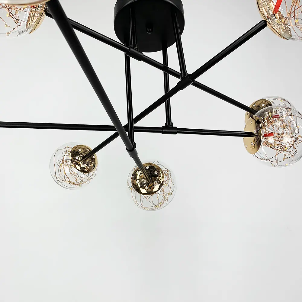 Черная LED люстра на 8 прозрачных плафонов со встроенными светодиодами Line.F K 26/8 BK - фото 6
