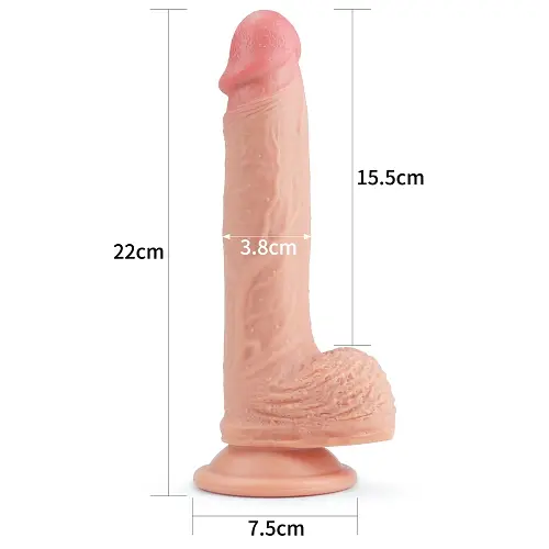 Реалістичний фалос на присосці LoveToy Dual-Layered Liquid Silicone Nature Cock Flesh 8.5, 22х3.8 см - фото 8