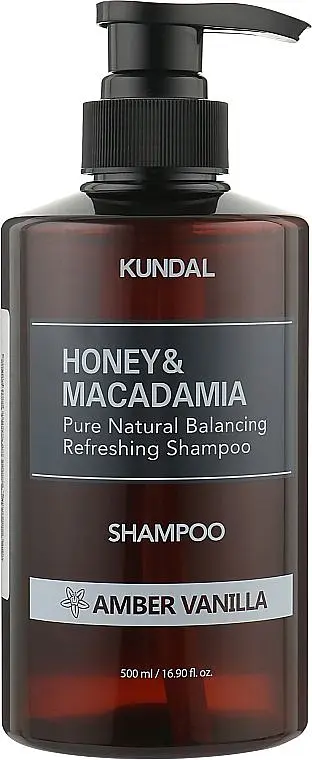 Шампунь відновлюючий "Амбра Ваніль" 500 мл Kundal Honey & Macadamia Nature Shampoo Amber Vanilla