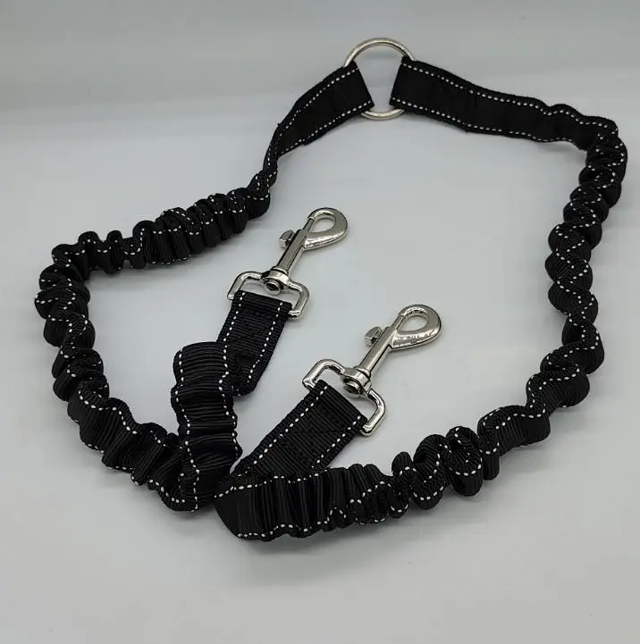 Повідець для двох собак Derby Dog Double Leash подвійний еластичний чорний - фото 6