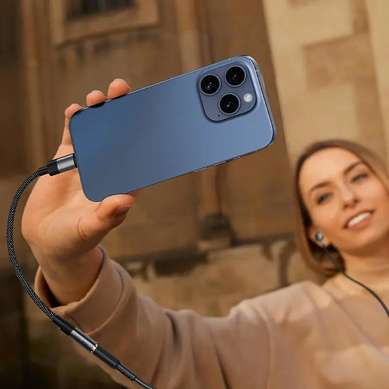 Перехідник USB-C 3.5 mm 15cm audio converter J12 Acefast чорний - фото 5