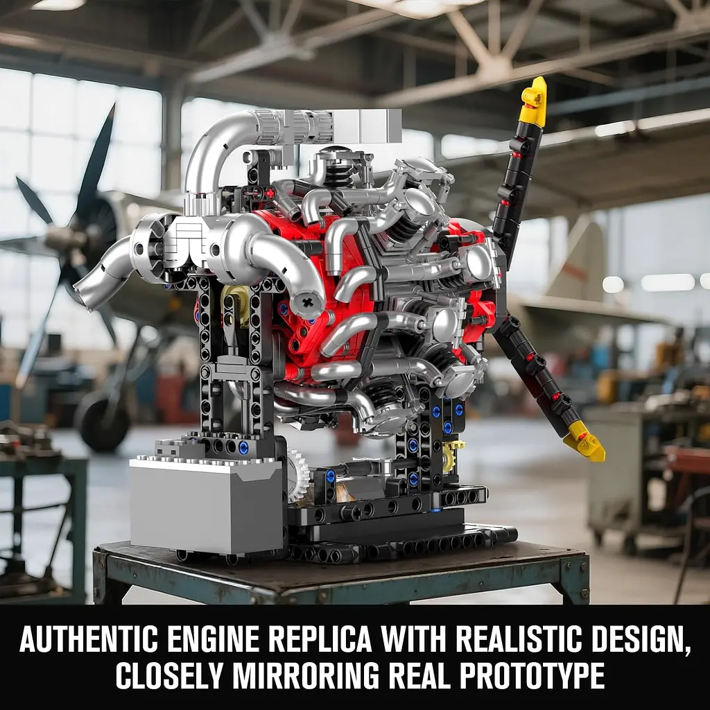 Конструктор двигун  Mould King авіаційний радіальний Radial Aviation Engine  моторозований дитячий мотор 1147 деталей - фото 6