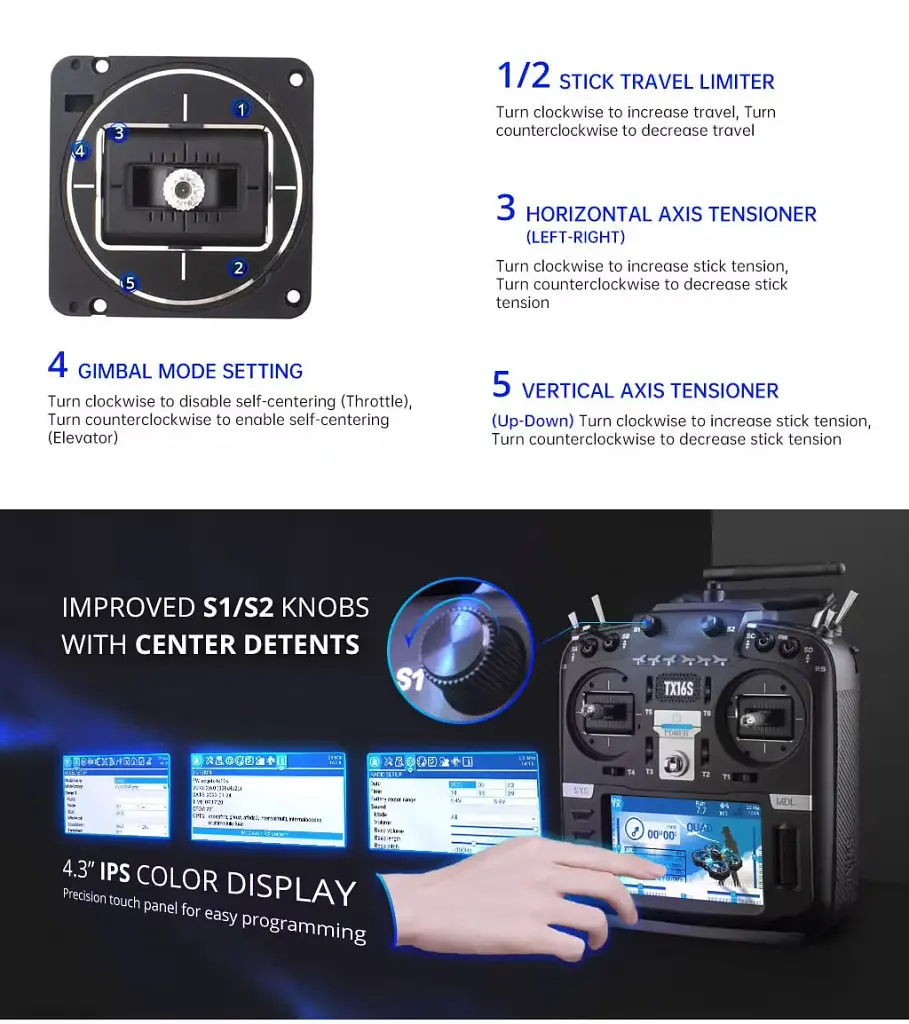 Пульт дистанційного керування RadioMaster TX16S MKII ELRS M2 16-канальний передавач для БПЛА систем FPV Black (18772) - фото 5
