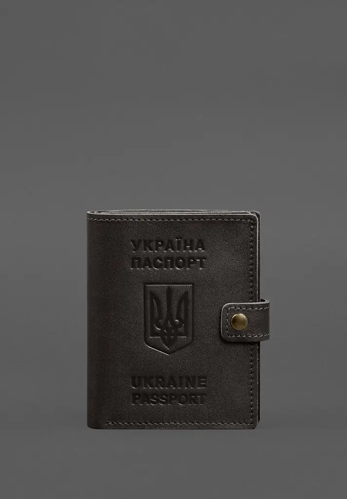 Шкіряна обкладинка-портмоне на паспорт з гербом України 25.1 темно-коричнева - фото 2