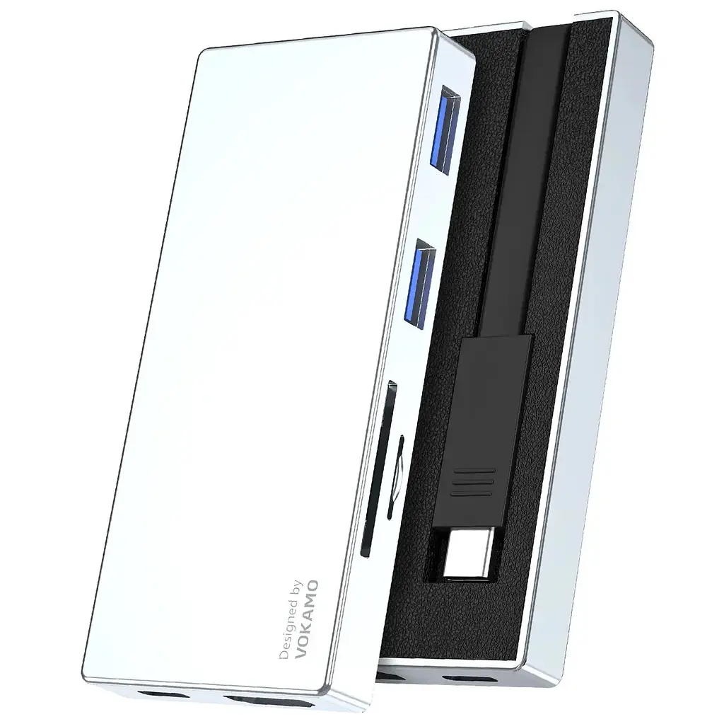 USB адаптер Vokamo HT2 6 в 1 HUB із вбудованим шнуром Type-C - фото 3