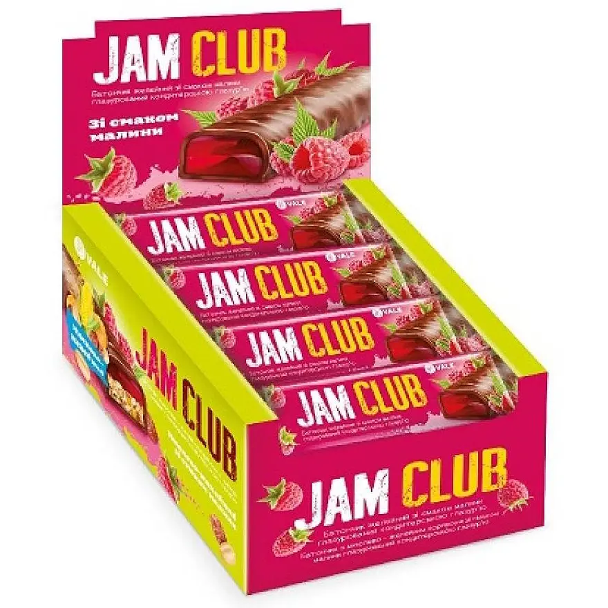 Батончики Monsters Jam Club Желе з малиною 24 шт. x 40 г