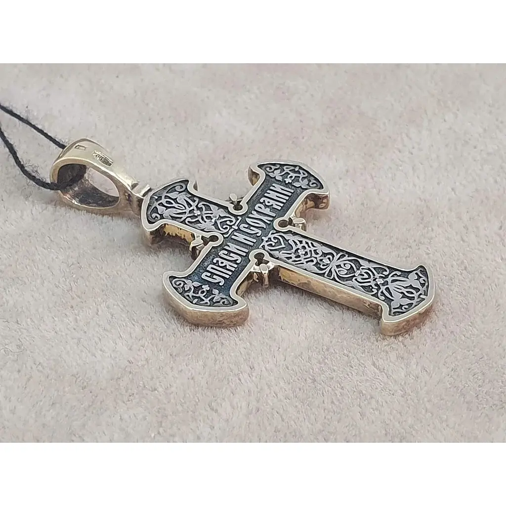 Срібний хрест Харківська ювелірна фабрика Розп'яття Христа з позолотою. 3433-ЗЧ - фото 3