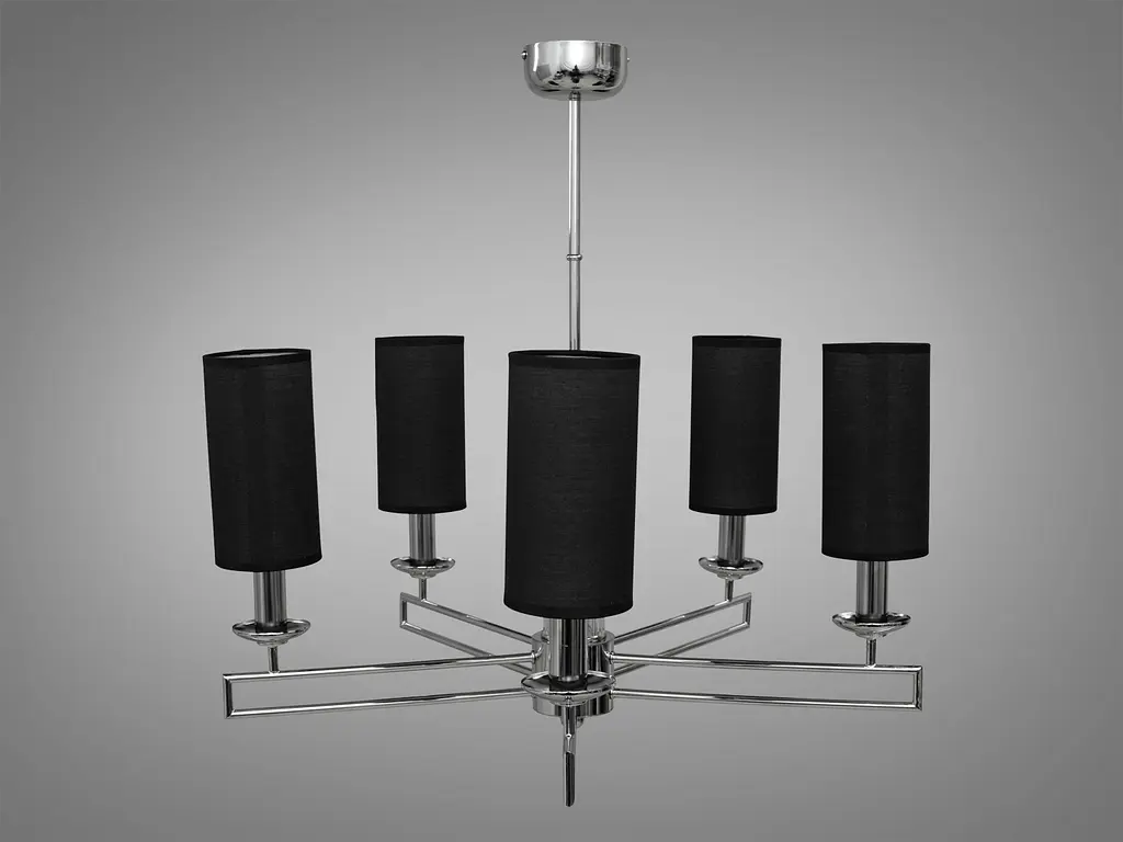 Современная люстра с текстильными абажурами на 5 ламп. - фото 2