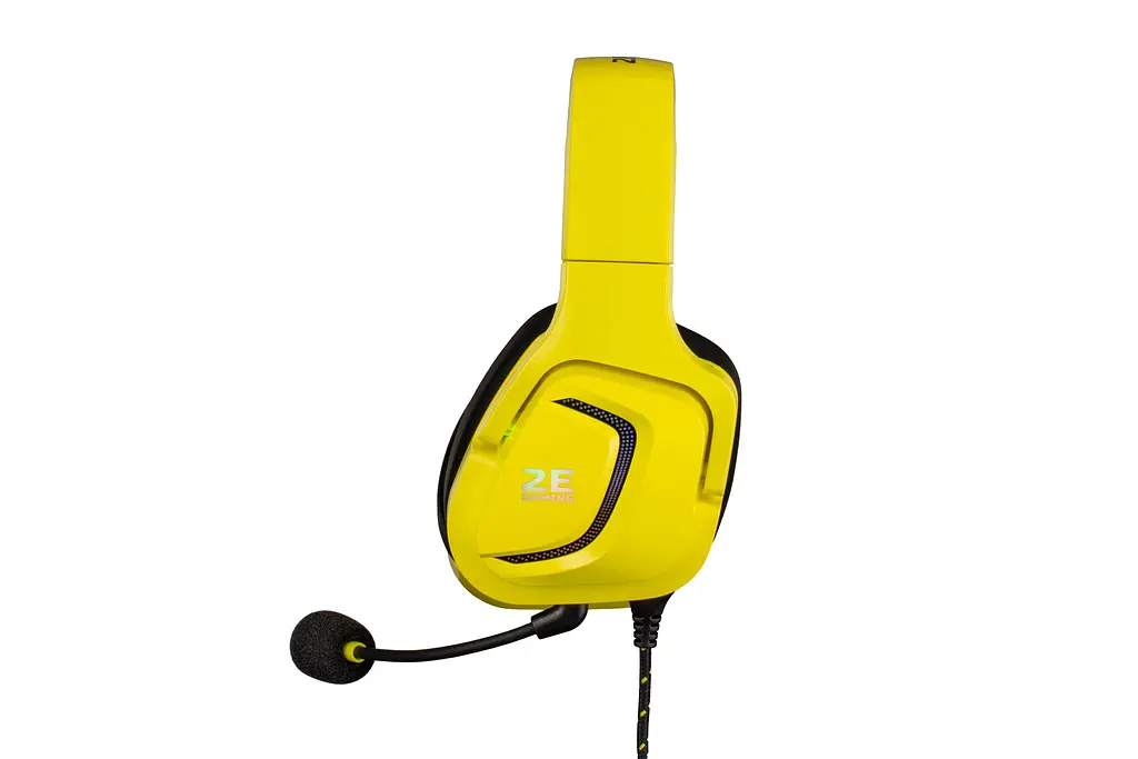 Навушники ігрові з мікрофоном 2E GAMING HG340 Yellow, mini-jack/dual 3.5mm, RGB, 2 м - фото 7