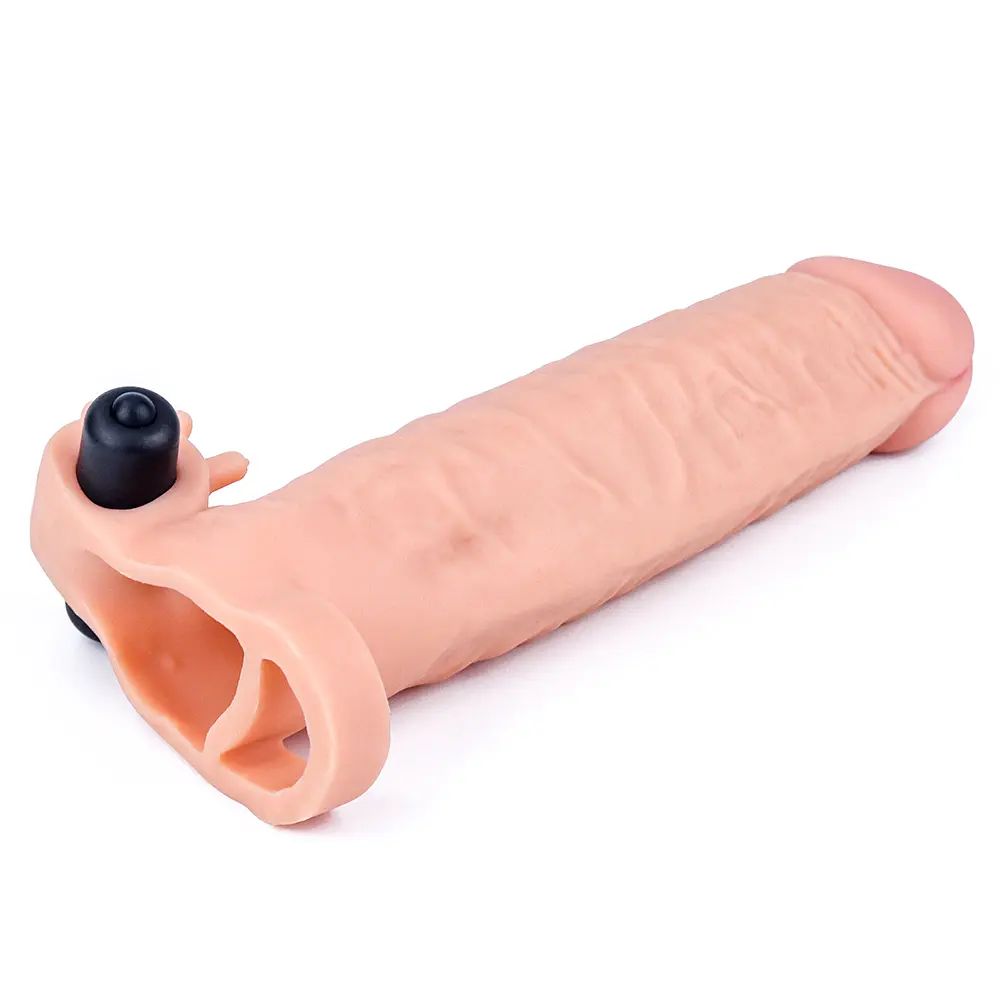 Насадка на пеніс із вібрацією Lovetoy Pleasure X-Tender Vibrating Penis Sleeve Flesh, +5 см (тілесний) - фото 4