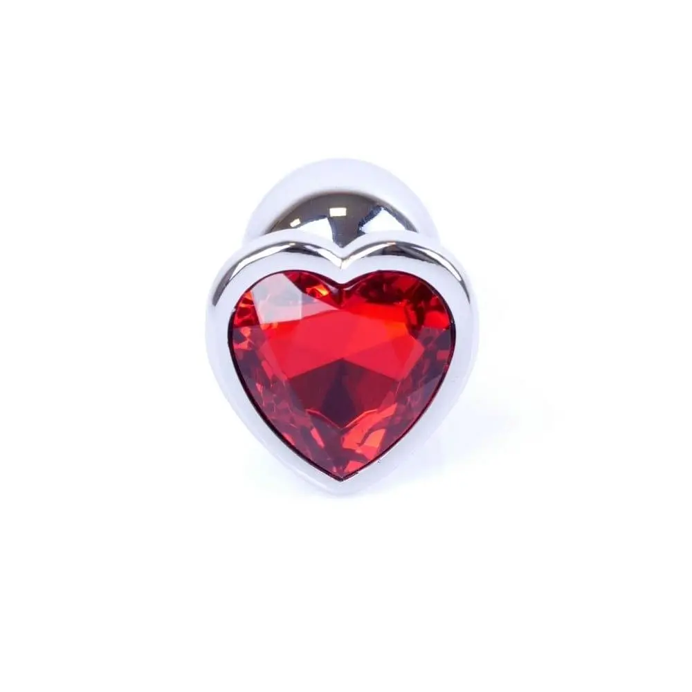 Анальна пробка із кристалом B-Series Jewellery Silver Heart PLUG Red, 7х2.7 см, червоний - фото 2