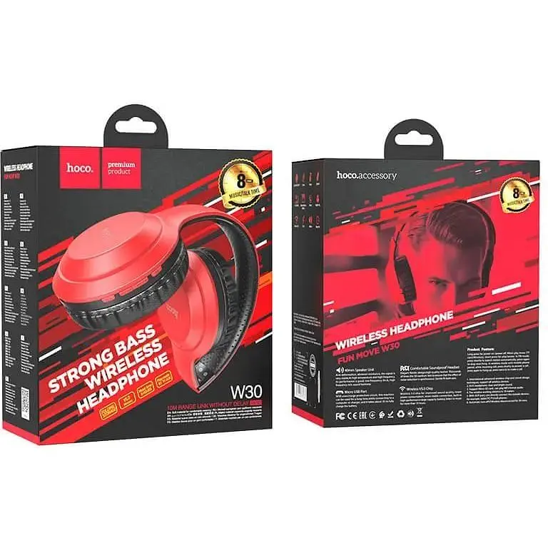 Навушники Bluetooth Hoco Fun move BT headphones W30 червоні - фото 4
