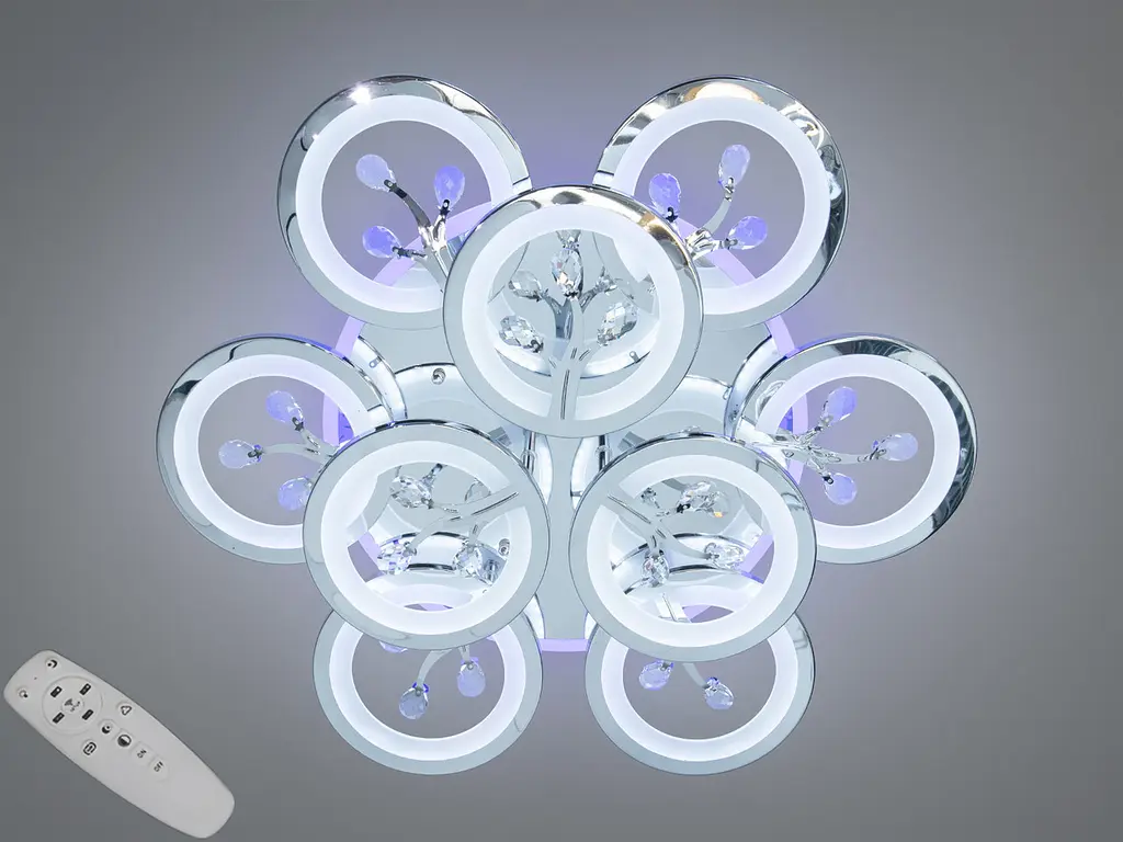 Сучасна LED люстра Dasha 8135/6+3HR LED 3color хром для вітальні з димером і пультом 64 см - фото 2