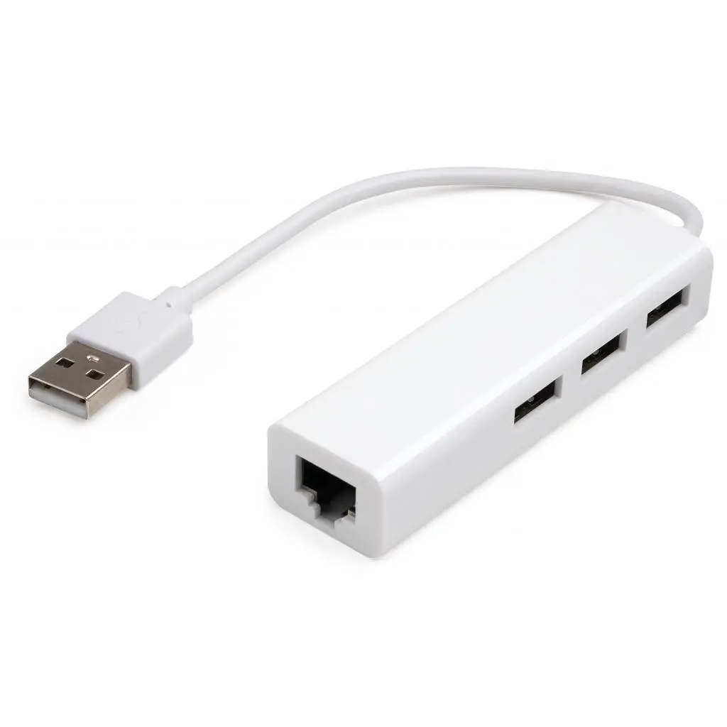 Концентратор Vinga 3xUSB2.0 + RJ45 100Mbps (VCP2H3USB2LANWH) - фото 2