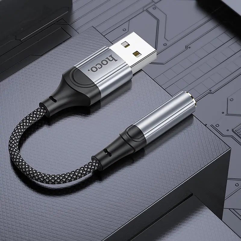 Переходник Hoco LS36 Fresh USB to 3,5 AUX Черный - фото 4