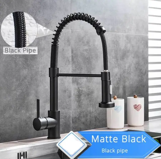 Стильний кухонний змішувач Matte Black Гнучкий кран з обертанням потоку в 360 градусів - фото 4