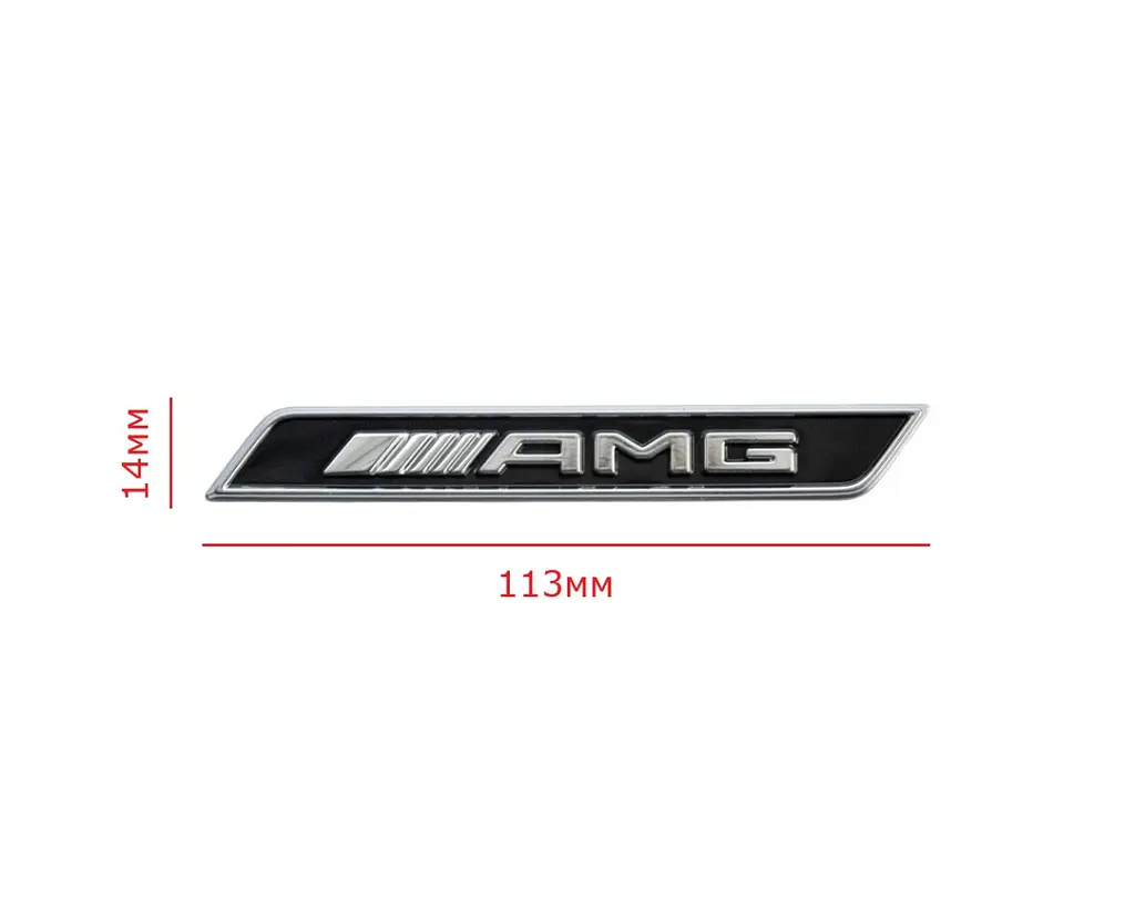 Емблема напис Amg для Mercedes Чорна з Хромом 113х14 мм (на скотчі) a2928173500 - фото 2