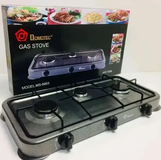 Газова настільна плита Domotec MS-6603 на 3 конфорки металева емальована поверхня Сіра - фото 9