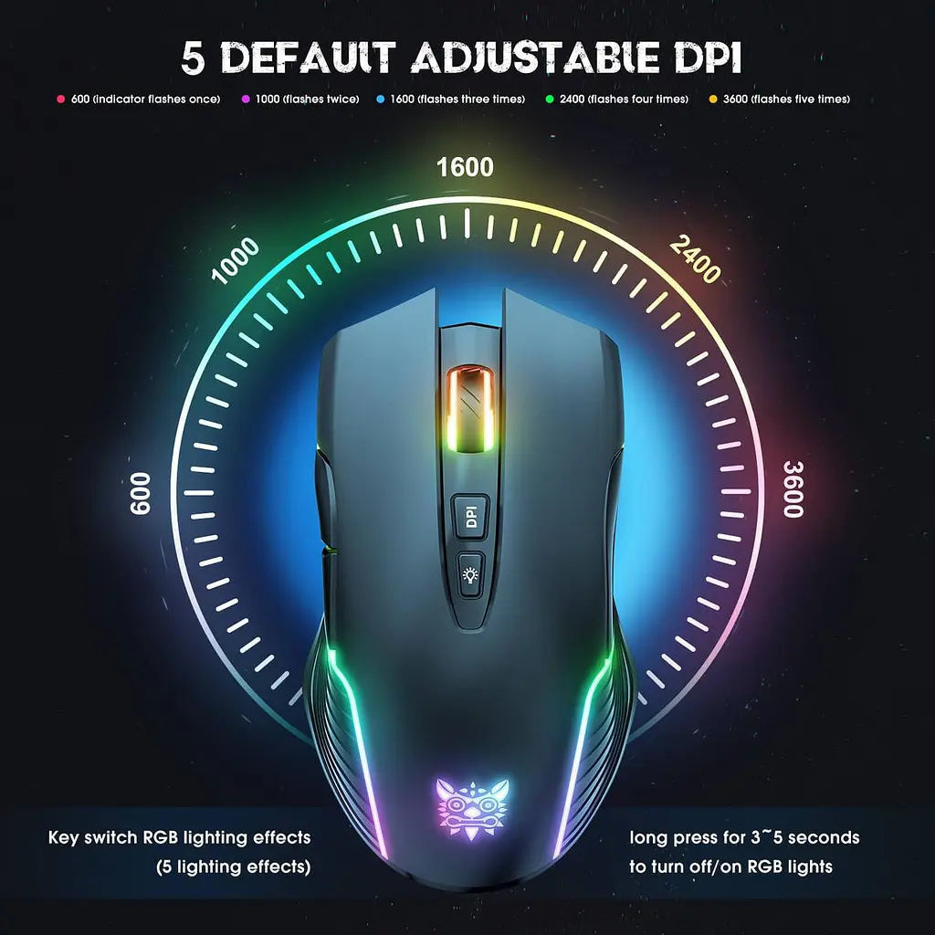 Миша Onikuma Gaming wireless CW905 RGB рожева - фото 8