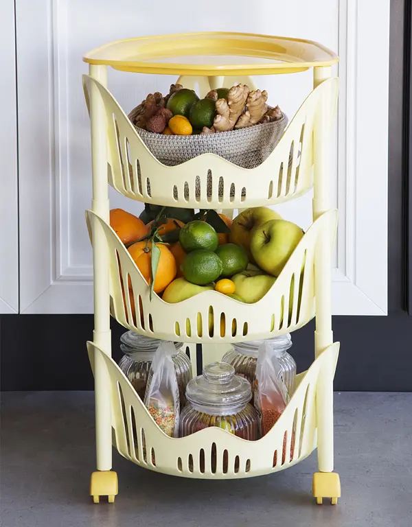 Этажерка на колесиках CUCINOTTO D.40x64,5h с 3 полками, серо-бежевый - фото 2