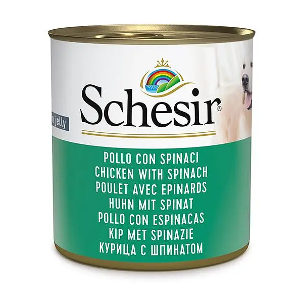 Натуральний вологий корм Schesir Chicken Spinach Шезір курка зі шпинатом консерви в желе для собак 285 г (280411)
